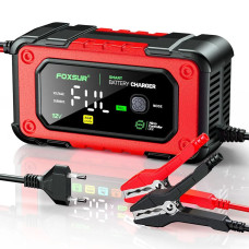 Інтелектуальний зарядний пристрій FOXSUR FBC1207E 12V 7A  автоматична зарядка для автомобільних акумуляторів із режимом відновлення та LCD-дисплеєм