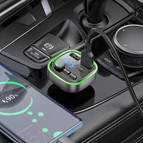 FM-трансмітер Borofone BC48 18W  автомобільний Bluetooth FM-модулятор із швидкою зарядкою USB та Type-C, підтримкою Hands-Free