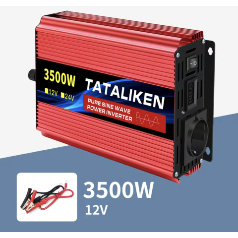 Інвертор Tataliken Pure Sine 1200W/3500W 12V220V  автомобільний перетворювач напруги з чистою синусоїдою для котла, холодильника та побутової техніки