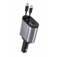 Автомобільний зарядний пристрій C1 4-в-1 з двома висувними кабелями USB Type-C, USB та Type-C портами і цифровим дисплеєм напруги