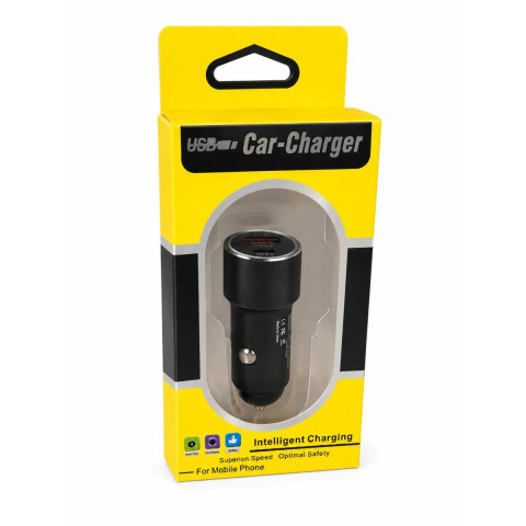 Автомобільний зарядний пристрій USB-A + USB-C PD/QC3.0 для прикурювача 12-24V