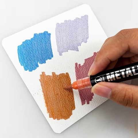 LanGuo Metallic Acrylic Marker 24 Colors 2 in 1  професійний набір двосторонніх акрилових маркерів Metallic із пензлевим і тонким наконечниками для малювання, каліграфії, декору та творчості