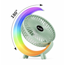 Портативний настільний USB-вентилятор S14 Moon Fan з акумулятором, RGB-підсвіткою, 3 режимами швидкості та регулюванням кута нахилу