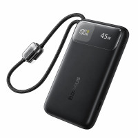 Повербанк Baseus EnerFill FC11 20000 мАг 45 Вт із двома вбудованими кабелями USB-C та цифровим дисплеєм, чорний