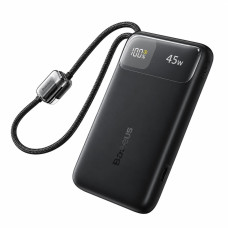 Повербанк Baseus EnerFill FC11 20000 мАг 45 Вт із двома вбудованими кабелями USB-C та цифровим дисплеєм, чорний