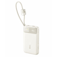 Повербанк Baseus EnerFill FC11 20000 мАг 45 Вт із двома вбудованими кабелями USB-C та цифровим дисплеєм, бежевий
