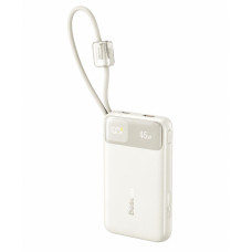 Повербанк Baseus EnerFill FC11 20000 мАг 45 Вт із двома вбудованими кабелями USB-C та цифровим дисплеєм, бежевий